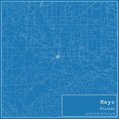 Fototapeta premium Blueprint US city map of Mayo, Florida.