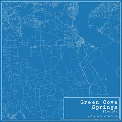 Blueprint US city map of Green Cove Springs, Florida.