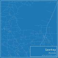 Blueprint US city map of Lawtey, Florida.
