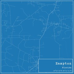 Blueprint US city map of Hampton, Florida.