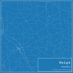 Fototapeta premium Blueprint US city map of Meigs, Georgia.