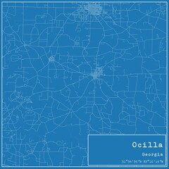 Blueprint US city map of Ocilla, Georgia.