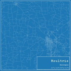Fototapeta premium Blueprint US city map of Moultrie, Georgia.