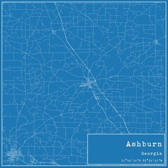 Blueprint US city map of Ashburn, Georgia.