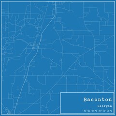 Blueprint US city map of Baconton, Georgia.