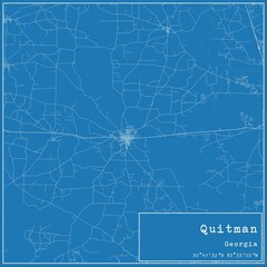 Blueprint US city map of Quitman, Georgia.