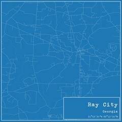 Blueprint US city map of Ray City, Georgia.