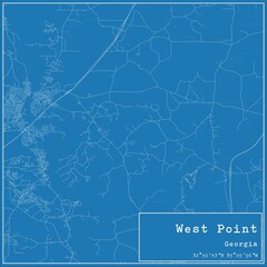 Blueprint US city map of West Point, Georgia.