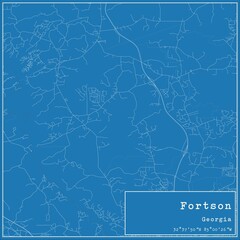 Blueprint US city map of Fortson, Georgia.