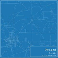 Blueprint US city map of Poulan, Georgia.