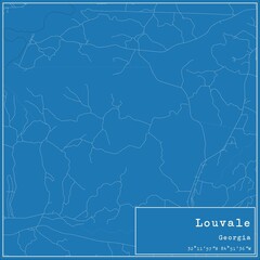 Blueprint US city map of Louvale, Georgia.