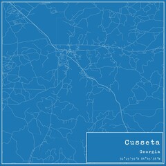 Blueprint US city map of Cusseta, Georgia.