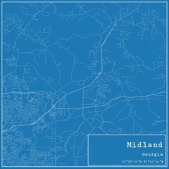 Blueprint US city map of Midland, Georgia.