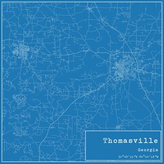 Blueprint US city map of Thomasville, Georgia.