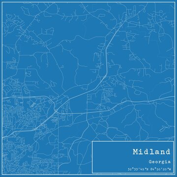 Blueprint US city map of Midland, Georgia.