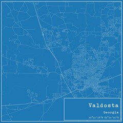 Blueprint US city map of Valdosta, Georgia.
