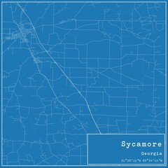 Blueprint US city map of Sycamore, Georgia.