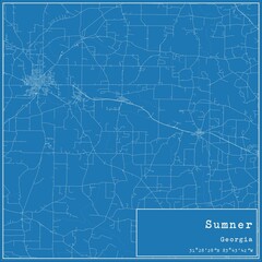 Blueprint US city map of Sumner, Georgia.