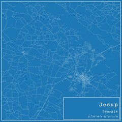 Blueprint US city map of Jesup, Georgia.