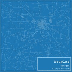 Blueprint US city map of Douglas, Georgia.