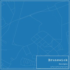 Blueprint US city map of Brunswick, Georgia.
