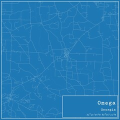 Blueprint US city map of Omega, Georgia.