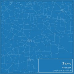 Blueprint US city map of Pavo, Georgia.