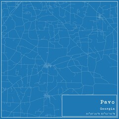Fototapeta premium Blueprint US city map of Pavo, Georgia.