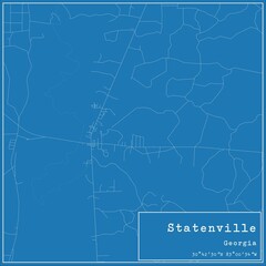 Fototapeta premium Blueprint US city map of Statenville, Georgia.