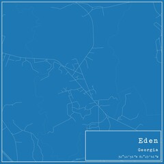 Blueprint US city map of Eden, Georgia.