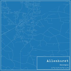 Blueprint US city map of Allenhurst, Georgia.