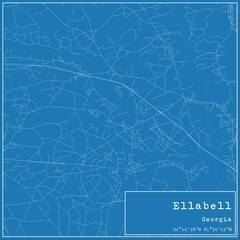 Blueprint US city map of Ellabell, Georgia.