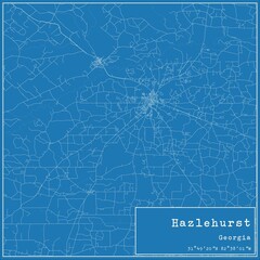 Blueprint US city map of Hazlehurst, Georgia.