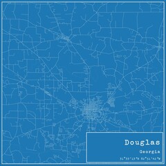Blueprint US city map of Douglas, Georgia.