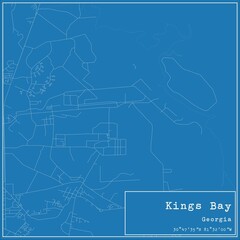 Blueprint US city map of Kings Bay, Georgia.