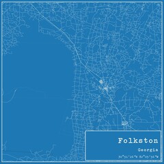 Blueprint US city map of Folkston, Georgia.