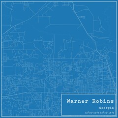 Blueprint US city map of Warner Robins, Georgia.