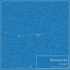 Blueprint US city map of Rochelle, Georgia.