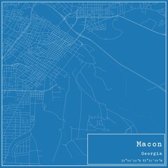 Blueprint US city map of Macon, Georgia.