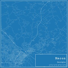 Blueprint US city map of Macon, Georgia.