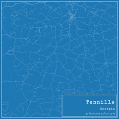 Blueprint US city map of Tennille, Georgia.