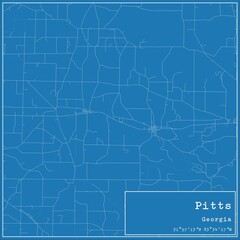 Blueprint US city map of Pitts, Georgia.