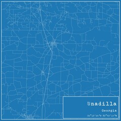 Blueprint US city map of Unadilla, Georgia.