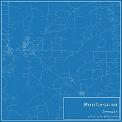 Blueprint US city map of Montezuma, Georgia.