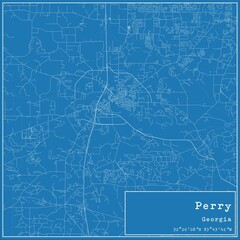Fototapeta premium Blueprint US city map of Perry, Georgia.