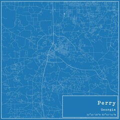 Blueprint US city map of Perry, Georgia.