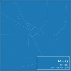 Blueprint US city map of Lilly, Georgia.
