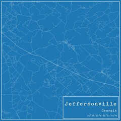 Blueprint US city map of Jeffersonville, Georgia.