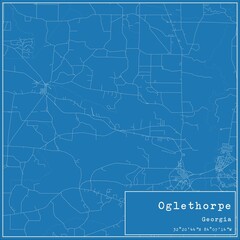 Blueprint US city map of Oglethorpe, Georgia.