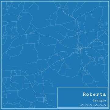 Blueprint US city map of Roberta, Georgia.